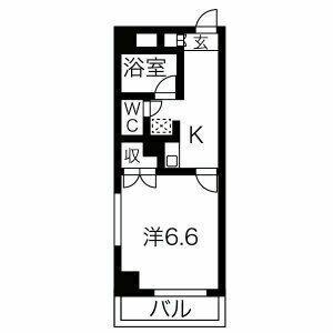 メゾンヤスフク(1K/4階)の間取り写真