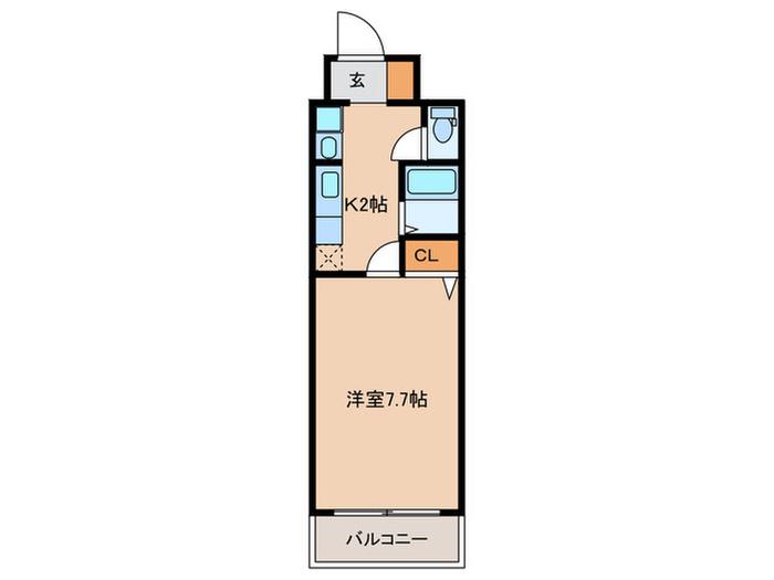 サンセット室見(1K/2階)の間取り写真