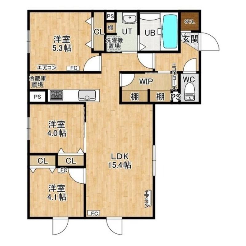 アーバス西線11条(3LDK/4階)の間取り写真