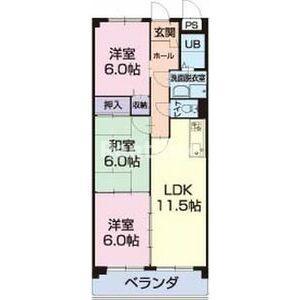 シャルマン門弟山(3LDK/2階)の間取り写真