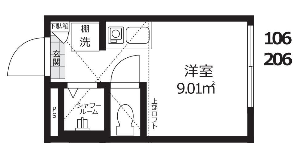 QUQURI KOENJI(ワンルーム/1階)の間取り写真