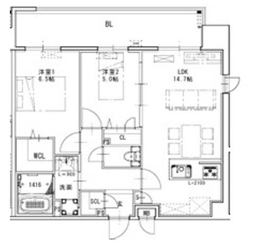 SーRESIDENCE博多駅東AWESOME(2LDK/8階)の間取り写真