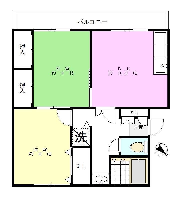 レスポアール大倉山(2DK/3階)の間取り写真