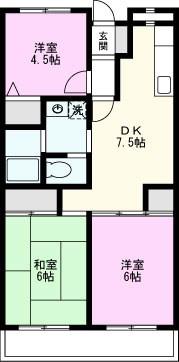 清光ハイツ(3DK/4階)の間取り写真