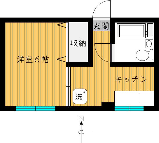 フタバマンション(1K/4階)の間取り写真