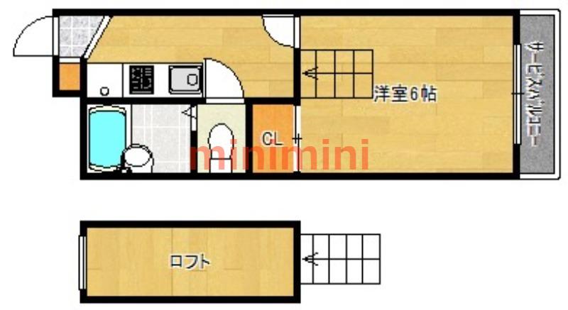 竹橋町アパート(1K/2階)の間取り写真