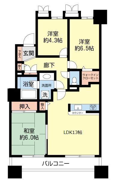 ラムザタワー(3LDK/14階)の間取り写真