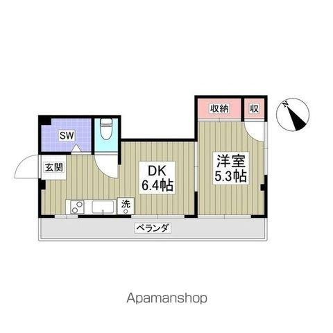 コーポイワセ(1DK/2階)の間取り写真