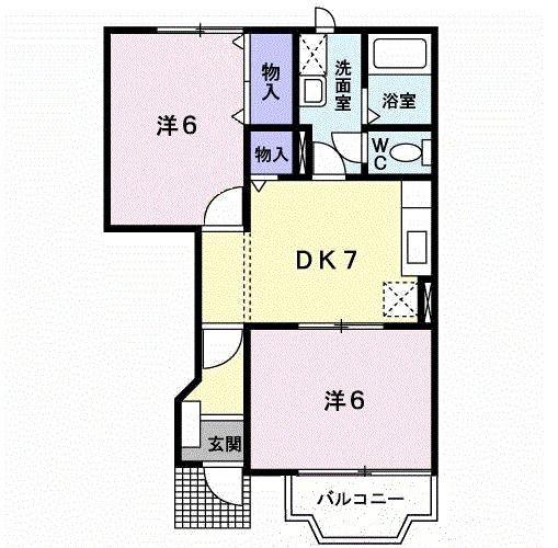 メゾンJERRY(2DK/1階)の間取り写真