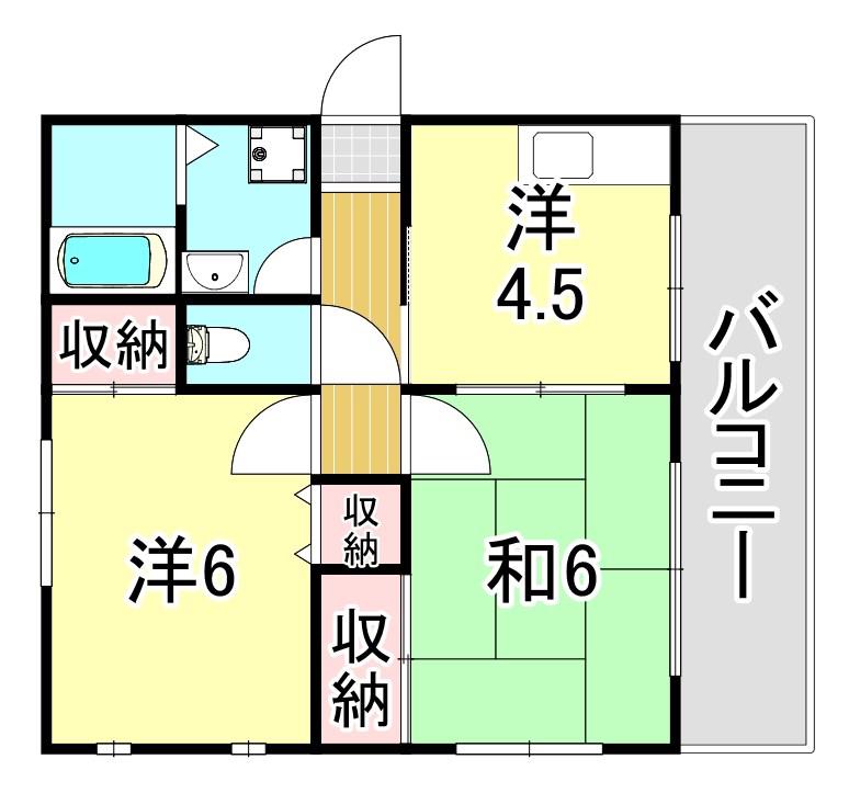 コンドウマンション(2DK/2階)の間取り写真