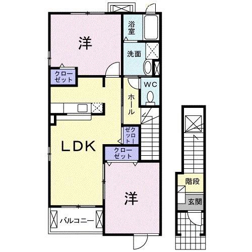 グランディア・TAKA(2LDK/2階)の間取り写真