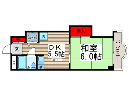 ラフォーレひらとA(1DK/2階)の間取り写真