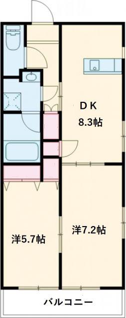 プレイン安城(2DK/4階)の間取り写真