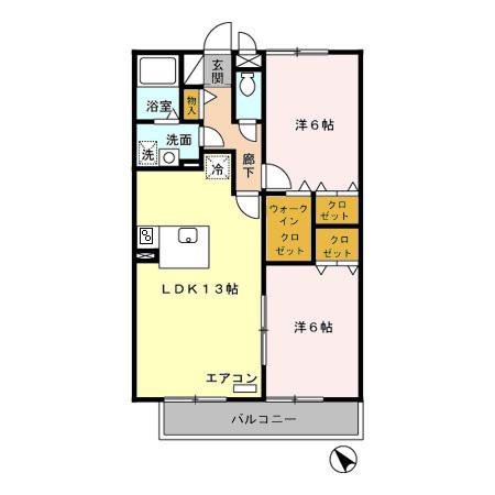 フォリオ春日部(2LDK/1階)の間取り写真