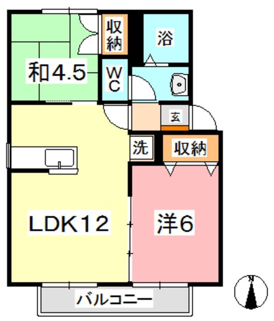 グリーンパレス藤井 A棟(2LDK/1階)の間取り写真