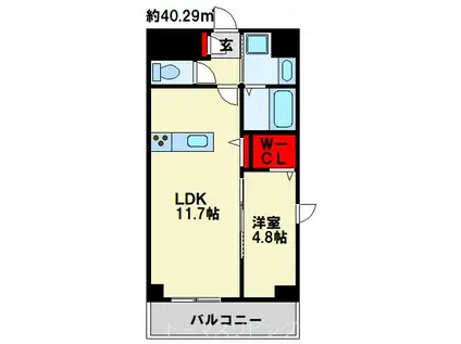 レジェンド紺屋町II(1LDK/2階)の間取り写真