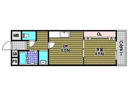 エスペラール・ミヤ(1DK/2階)の間取り写真