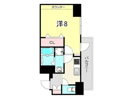 レジデンス三宮ライン(1K/3階)の間取り写真