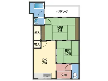 マンションあけぼの(2DK/2階)の間取り写真