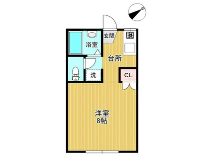 グランデュール米ケ袋(1K/1階)の間取り写真