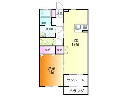 セレッソII(1LDK/1階)の間取り写真