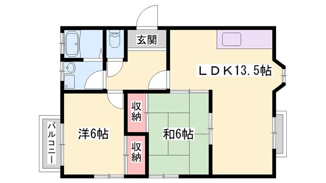 ハウス新町(2LDK/2階)の間取り写真