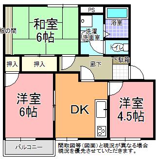 フレグランス荻原 B棟(3DK/2階)の間取り写真