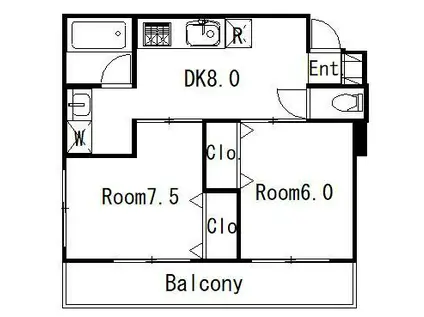 チトセビル(2DK/3階)の間取り写真