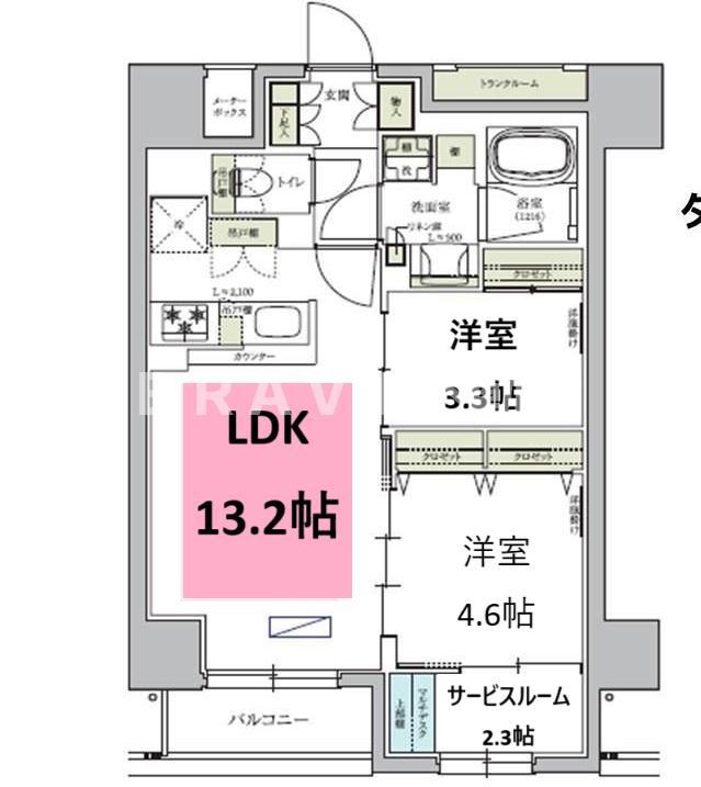 アーバネックス天満橋サウス(2SLDK/10階)の間取り写真