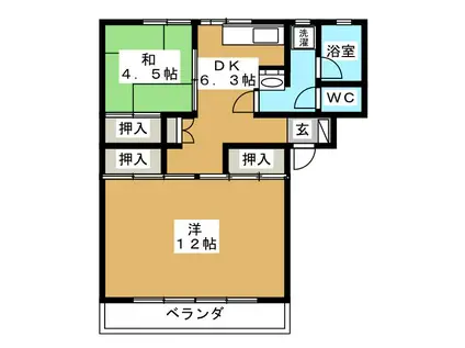 フェリーチェ長良(2DK/2階)の間取り写真