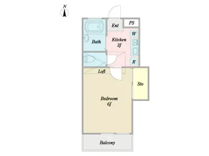 ΑNEXT山手町(1K/2階)の間取り写真
