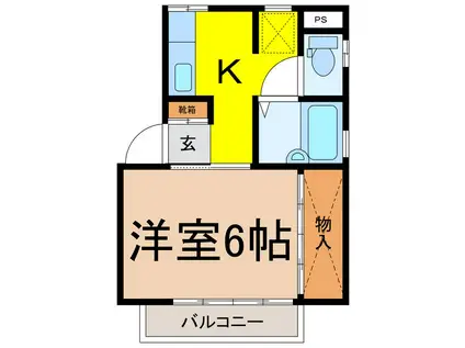 コーポマルミヤA棟(1K/1階)の間取り写真