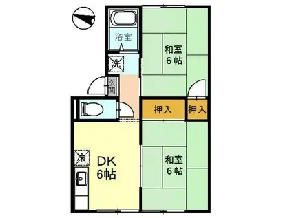 アイランドハイツ桑間 B棟(2DK/1階)の間取り写真