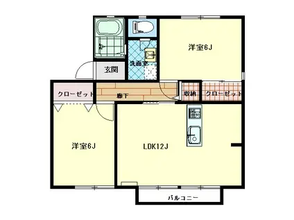 シェーンヴィラ(2LDK/1階)の間取り写真