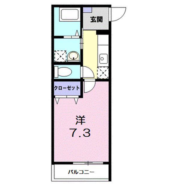 サウスセントラル衣川(1K/2階)の間取り写真