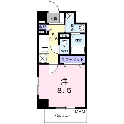 フォレスト引野(1K/8階)の間取り写真