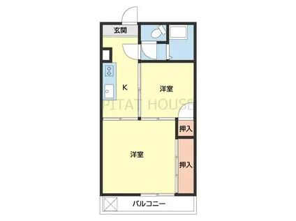 ハウスブルーネ(2K/3階)の間取り写真