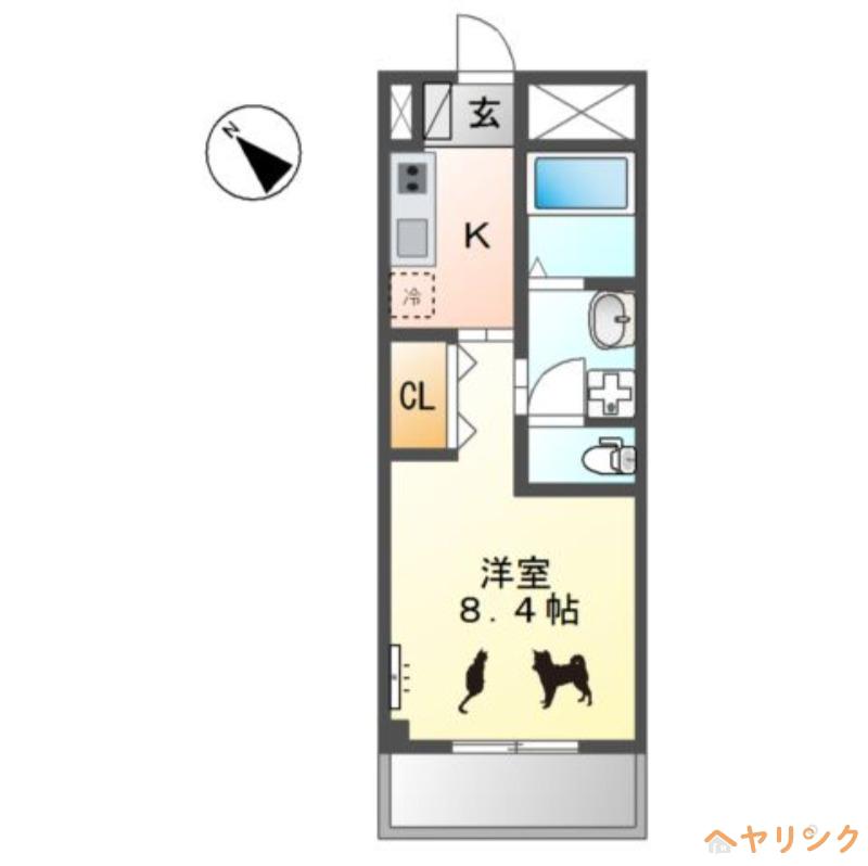 モンノール(1K/3階)の間取り写真