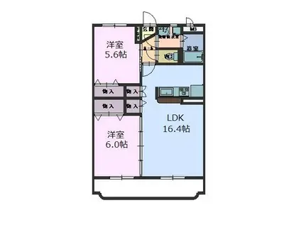 アステル西条C(2LDK/3階)の間取り写真