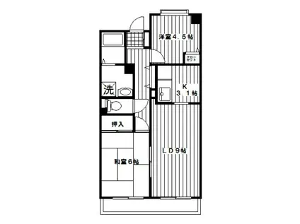 ハイランド磯子(2LDK/2階)の間取り写真