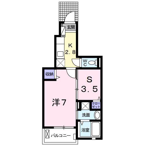 ヤマトサンシャインM(1SK/1階)の間取り写真
