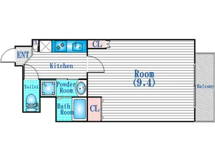 アクティ天満橋(1K/9階)の間取り写真