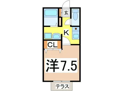アビタシオンS(1K/1階)の間取り写真