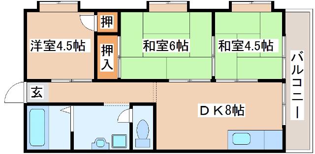 明伸ビル(3DK/5階)の間取り写真