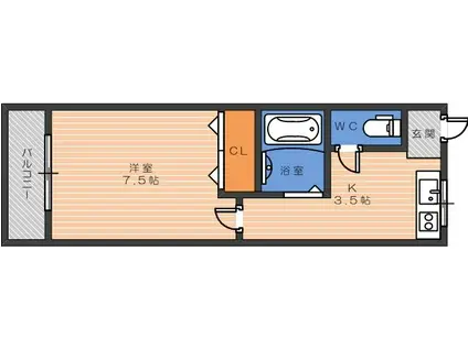 メゾンカーサ(1K/2階)の間取り写真
