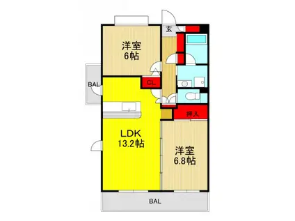 TERRACE CONCORD(2LDK/3階)の間取り写真