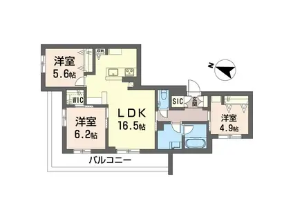 プレテールSHM(3LDK/3階)の間取り写真