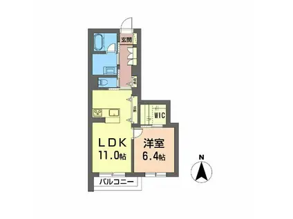 グリナ一ジュ(1LDK/2階)の間取り写真