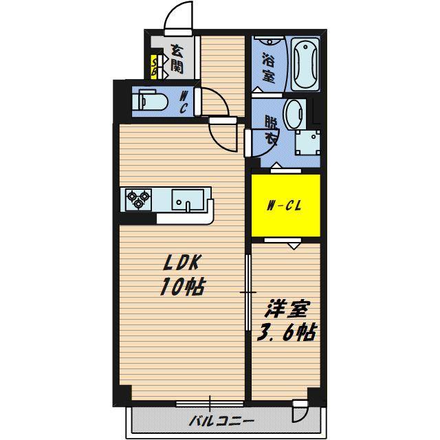 カデンツァ(1LDK/1階)の間取り写真