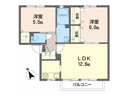 ルミエールA(2LDK/1階)の間取り写真